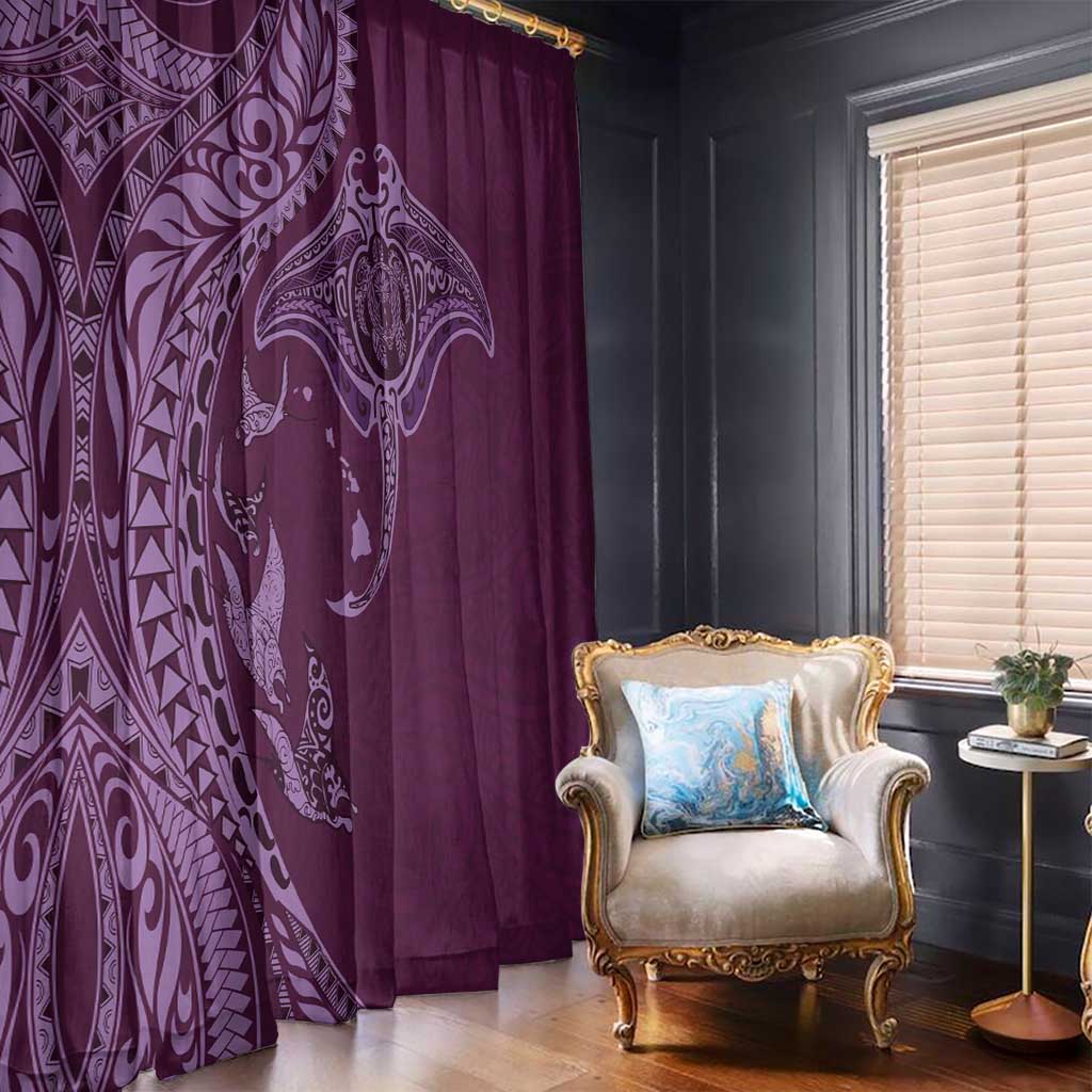 Hawaiian Manta Ray and Polynesian Tribal Tattoo Window Curtain Pink Color LT03