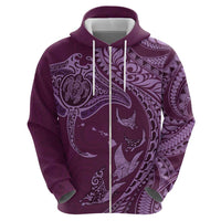 Hawaiian Manta Ray and Polynesian Tribal Tattoo Zip Hoodie Pink Color LT03