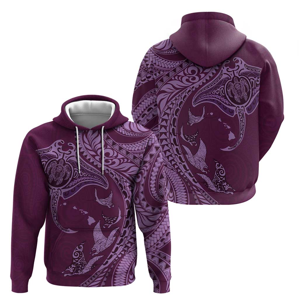 Hawaiian Manta Ray and Polynesian Tribal Tattoo Zip Hoodie Pink Color LT03