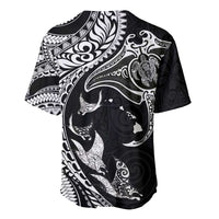 Hawaiian Manta Ray and Polynesian Tribal Tattoo Baseball Jersey Black Color LT03 - Polynesian Pride