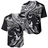 Hawaiian Manta Ray and Polynesian Tribal Tattoo Baseball Jersey Black Color LT03 - Polynesian Pride
