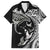 Hawaiian Manta Ray and Polynesian Tribal Tattoo Family Matching Off Shoulder Short Dress and Hawaiian Shirt Black Color LT03