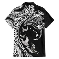 Hawaiian Manta Ray and Polynesian Tribal Tattoo Family Matching Summer Maxi Dress and Hawaiian Shirt Black Color LT03 - Polynesian Pride