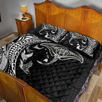 Hawaiian Manta Ray and Polynesian Tribal Tattoo Quilt Bed Set Black Color LT03