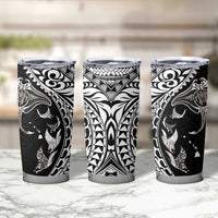 Hawaiian Manta Ray and Polynesian Tribal Tattoo Tumbler Cup Black Color