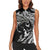 Hawaiian Manta Ray and Polynesian Tribal Tattoo Women Sleeveless Polo Shirt Black Color LT03