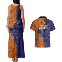 Papua New Guinea New Ireland Province Couples Matching Tank Maxi Dress and Hawaiian Shirt PNG Birds Of Paradise Polynesian Arty Style LT03 - Polynesian Pride