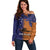 Papua New Guinea New Ireland Province Off Shoulder Sweater PNG Birds Of Paradise Polynesian Arty Style LT03 Women Orange - Polynesian Pride