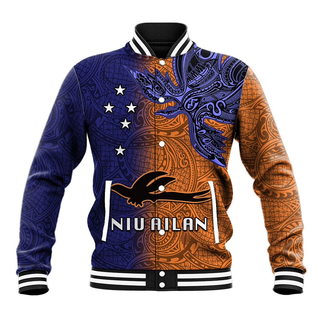 Custom Papua New Guinea New Ireland Province Baseball Jacket PNG Birds Of Paradise Polynesian Arty Style LT03 Unisex Orange - Polynesian Pride