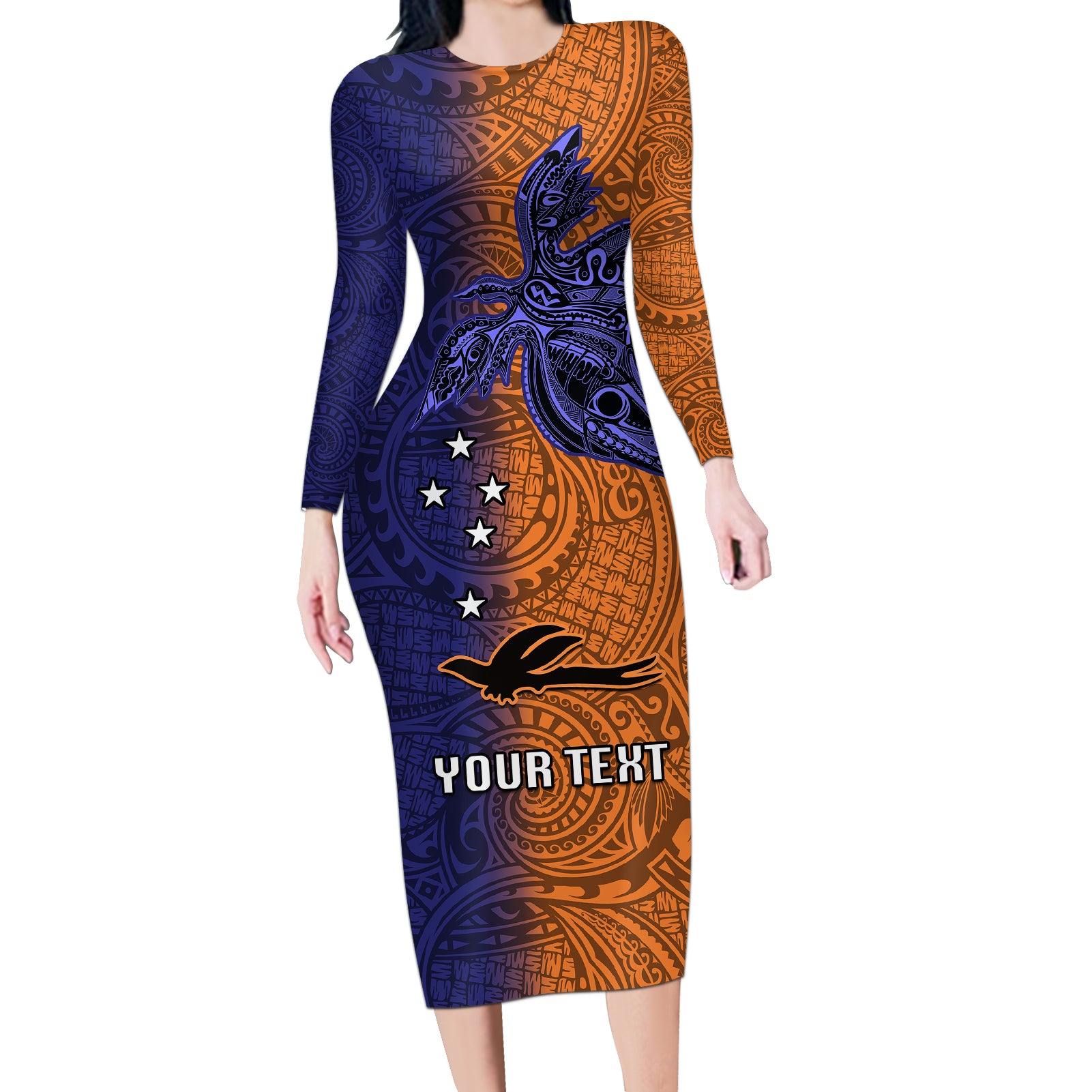 long sleeve print bodycon dress Custom Papua New Guinea New Ireland Province Long Sleeve Bodycon Dress