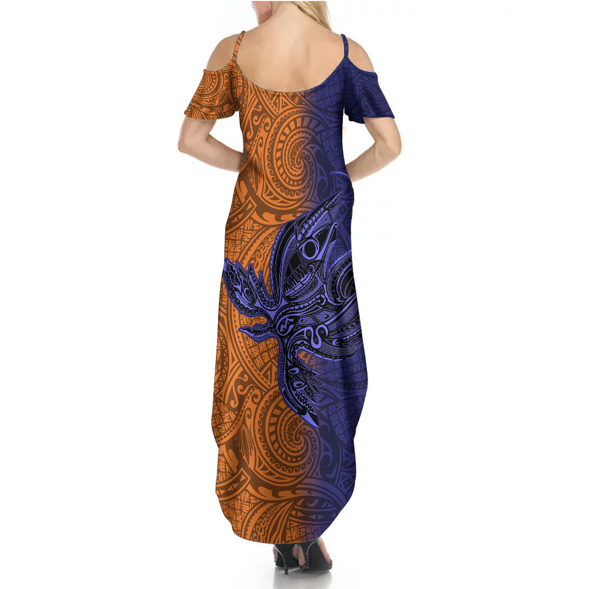 Custom Papua New Guinea New Ireland Province Summer Maxi Dress PNG Birds Of Paradise Polynesian Arty Style LT03 - Polynesian Pride