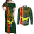 Papua New Guinea Oro Province Couples Matching Off Shoulder Maxi Dress and Long Sleeve Button Shirts PNG Birds Of Paradise Polynesian Arty Style LT03 Green - Polynesian Pride