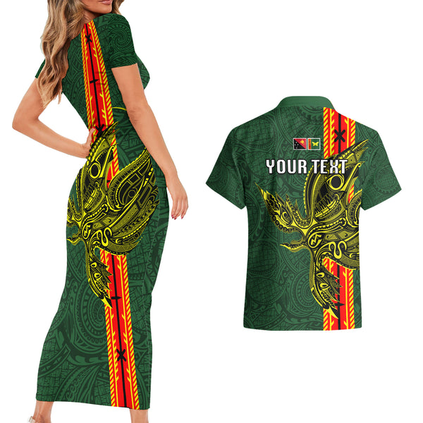 Papua New Guinea New Ireland Province Couples Matching Long Sleeve Bodycon Dress and Hawaiian Shirt Mix Coat Of Arms Polynesian Pattern LT05