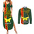 Custom Papua New Guinea Oro Province Couples Matching Summer Maxi Dress and Long Sleeve Button Shirts PNG Birds Of Paradise Polynesian Arty Style LT03 Green - Polynesian Pride