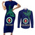 Papua New Guinea Bougainville Couples Matching Short Sleeve Bodycon Dress and Long Sleeve Button Shirts PNG Birds Of Paradise Polynesian Arty Style LT03 Blue - Polynesian Pride