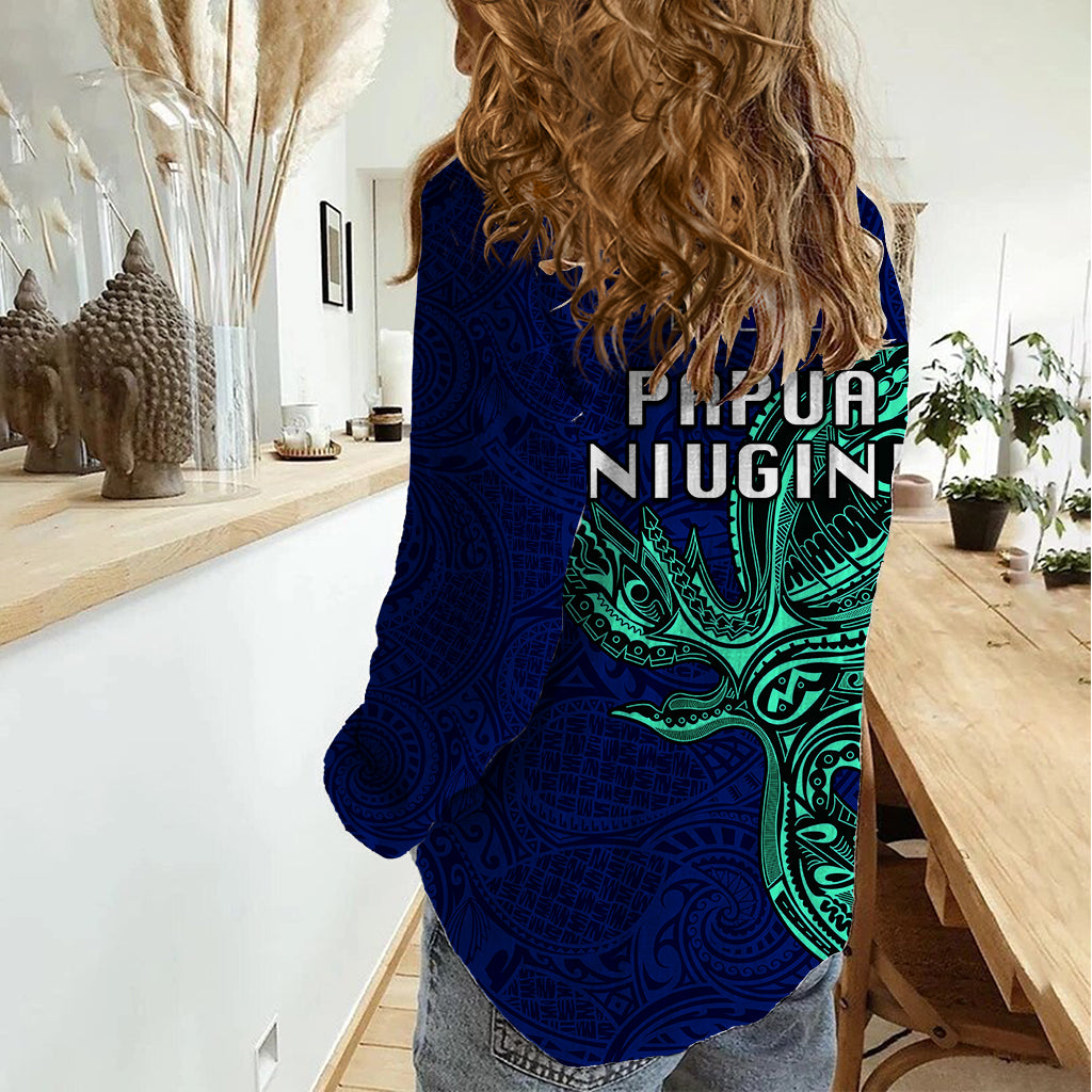 Papua New Guinea Bougainville Women Casual Shirt PNG Birds Of Paradise Polynesian Arty Style LT03 - Polynesian Pride