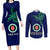 Custom Papua New Guinea Bougainville Couples Matching Long Sleeve Bodycon Dress and Long Sleeve Button Shirts PNG Birds Of Paradise Polynesian Arty Style LT03 Blue - Polynesian Pride