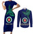 Custom Papua New Guinea Bougainville Couples Matching Short Sleeve Bodycon Dress and Long Sleeve Button Shirts PNG Birds Of Paradise Polynesian Arty Style LT03 Blue - Polynesian Pride