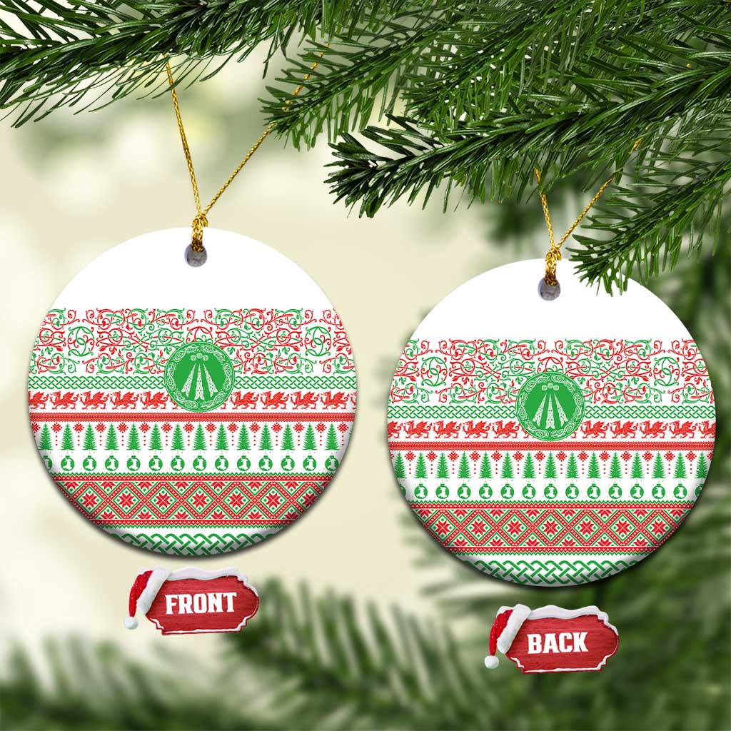 Welsh Christmas Ceramic Ornament Awen and Celtics Culture with Xmas Elements - Polynesian Pride