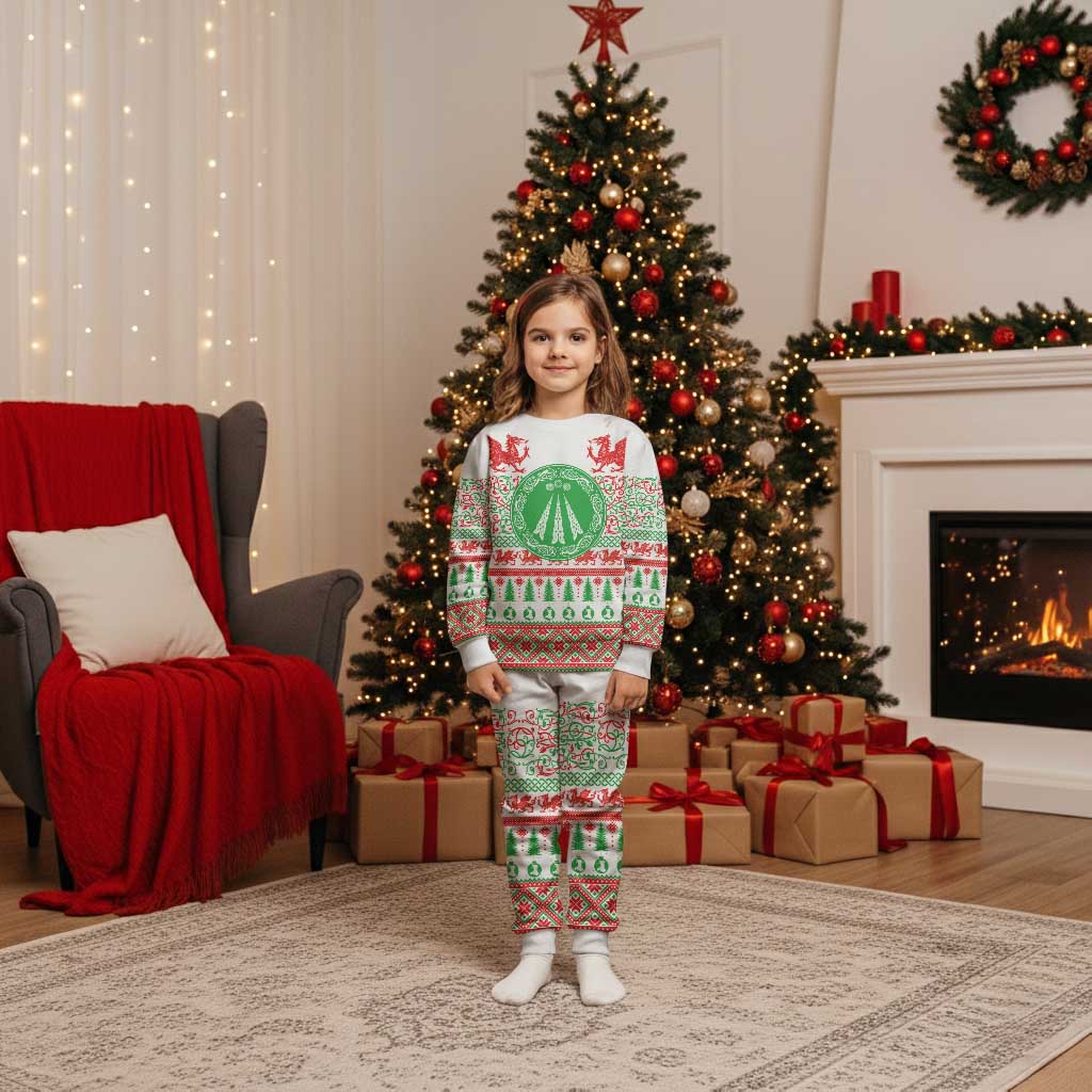 Welsh Christmas Pajama Set Awen and Celtics Culture with Xmas Elements - Polynesian Pride