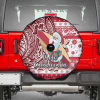 Hawaii Mele Kalikimaka Spare Tire Cover Santa Claus Surfing with Hawaiian Pattern Striped Red Style LT03 - Polynesian Pride