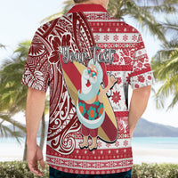 Custom Hawaii Mele Kalikimaka Hawaiian Shirt Santa Claus Surfing with Hawaiian Pattern Striped Red Style LT03 - Polynesian Pride