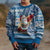 Custom Hawaii Mele Kalikimaka Kid Ugly Christmas Sweater Santa Claus Surfing with Hawaiian Pattern Striped Blue Style LT03 - Polynesian Pride