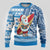 Custom Hawaii Mele Kalikimaka Ugly Christmas Sweater Santa Claus Surfing with Hawaiian Pattern Striped Blue Style LT03 - Polynesian Pride