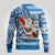 Custom Hawaii Mele Kalikimaka Ugly Christmas Sweater Santa Claus Surfing with Hawaiian Pattern Striped Blue Style LT03 - Polynesian Pride