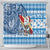 Custom Hawaii Mele Kalikimaka Shower Curtain Santa Claus Surfing with Hawaiian Pattern Striped Blue Style LT03 - Polynesian Pride
