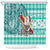 Hawaii Mele Kalikimaka Shower Curtain Santa Claus Surfing with Hawaiian Pattern Striped Turquoise Style LT03 Turquoise - Polynesian Pride