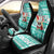 Custom Hawaii Mele Kalikimaka Car Seat Cover Santa Claus Surfing with Hawaiian Pattern Striped Turquoise Style LT03 - Polynesian Pride