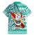 Custom Hawaii Mele Kalikimaka Family Matching Mermaid Dress and Hawaiian Shirt Santa Claus Surfing with Hawaiian Pattern Striped Turquoise Style LT03 - Polynesian Pride