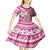 Hawaii Mele Kalikimaka Kid Short Sleeve Dress Santa Claus Surfing with Hawaiian Pattern Striped Pink Style LT03 - Polynesian Pride