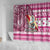 Hawaii Mele Kalikimaka Shower Curtain Santa Claus Surfing with Hawaiian Pattern Striped Pink Style LT03 - Polynesian Pride