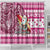 Hawaii Mele Kalikimaka Shower Curtain Santa Claus Surfing with Hawaiian Pattern Striped Pink Style LT03 - Polynesian Pride