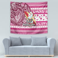 Hawaii Mele Kalikimaka Tapestry Santa Claus Surfing with Hawaiian Pattern Striped Pink Style LT03 - Polynesian Pride