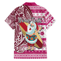 Custom Hawaii Mele Kalikimaka Family Matching Summer Maxi Dress and Hawaiian Shirt Santa Claus Surfing with Hawaiian Pattern Striped Pink Style LT03 - Polynesian Pride