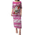 Custom Hawaii Mele Kalikimaka Puletasi Santa Claus Surfing with Hawaiian Pattern Striped Pink Style LT03 Long Dress Pink - Polynesian Pride