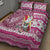 Custom Hawaii Mele Kalikimaka Quilt Bed Set Santa Claus Surfing with Hawaiian Pattern Striped Pink Style LT03 - Polynesian Pride