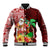 Hawaii Mele Kalikimaka Baseball Jacket Santa Claus and Hula Girl Tropical Folwer with Hawaiian Pattern LT03 Unisex Red - Polynesian Pride