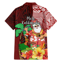 Hawaii Mele Kalikimaka Family Matching Puletasi Dress and Hawaiian Shirt Santa Claus and Hula Girl Tropical Folwer with Hawaiian Pattern LT03 - Polynesian Pride