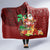 Hawaii Mele Kalikimaka Hooded Blanket Santa Claus and Hula Girl Tropical Folwer with Hawaiian Pattern LT03 - Polynesian Pride