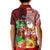 Hawaii Mele Kalikimaka Kid Polo Shirt Santa Claus and Hula Girl Tropical Folwer with Hawaiian Pattern LT03 - Polynesian Pride