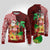 Hawaii Mele Kalikimaka Ugly Christmas Sweater Santa Claus and Hula Girl Tropical Folwer with Hawaiian Pattern LT03 Red - Polynesian Pride