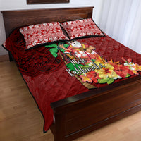 Hawaii Mele Kalikimaka Quilt Bed Set Santa Claus and Hula Girl Tropical Folwer with Hawaiian Pattern LT03 - Polynesian Pride