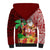 Hawaii Mele Kalikimaka Sherpa Hoodie Santa Claus and Hula Girl Tropical Folwer with Hawaiian Pattern LT03 - Polynesian Pride