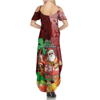 Hawaii Mele Kalikimaka Summer Maxi Dress Santa Claus and Hula Girl Tropical Folwer with Hawaiian Pattern LT03 - Polynesian Pride