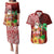 Custom Hawaii Mele Kalikimaka Couples Matching Puletasi Dress and Hawaiian Shirt Santa Claus and Hula Girl Tropical Folwer with Hawaiian Pattern LT03 Red - Polynesian Pride