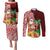 Custom Hawaii Mele Kalikimaka Couples Matching Puletasi Dress and Long Sleeve Button Shirt Santa Claus and Hula Girl Tropical Folwer with Hawaiian Pattern LT03 Red - Polynesian Pride